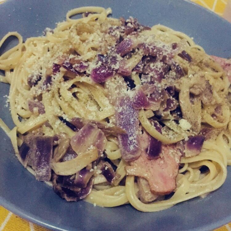 奶油培根蘑菇意面