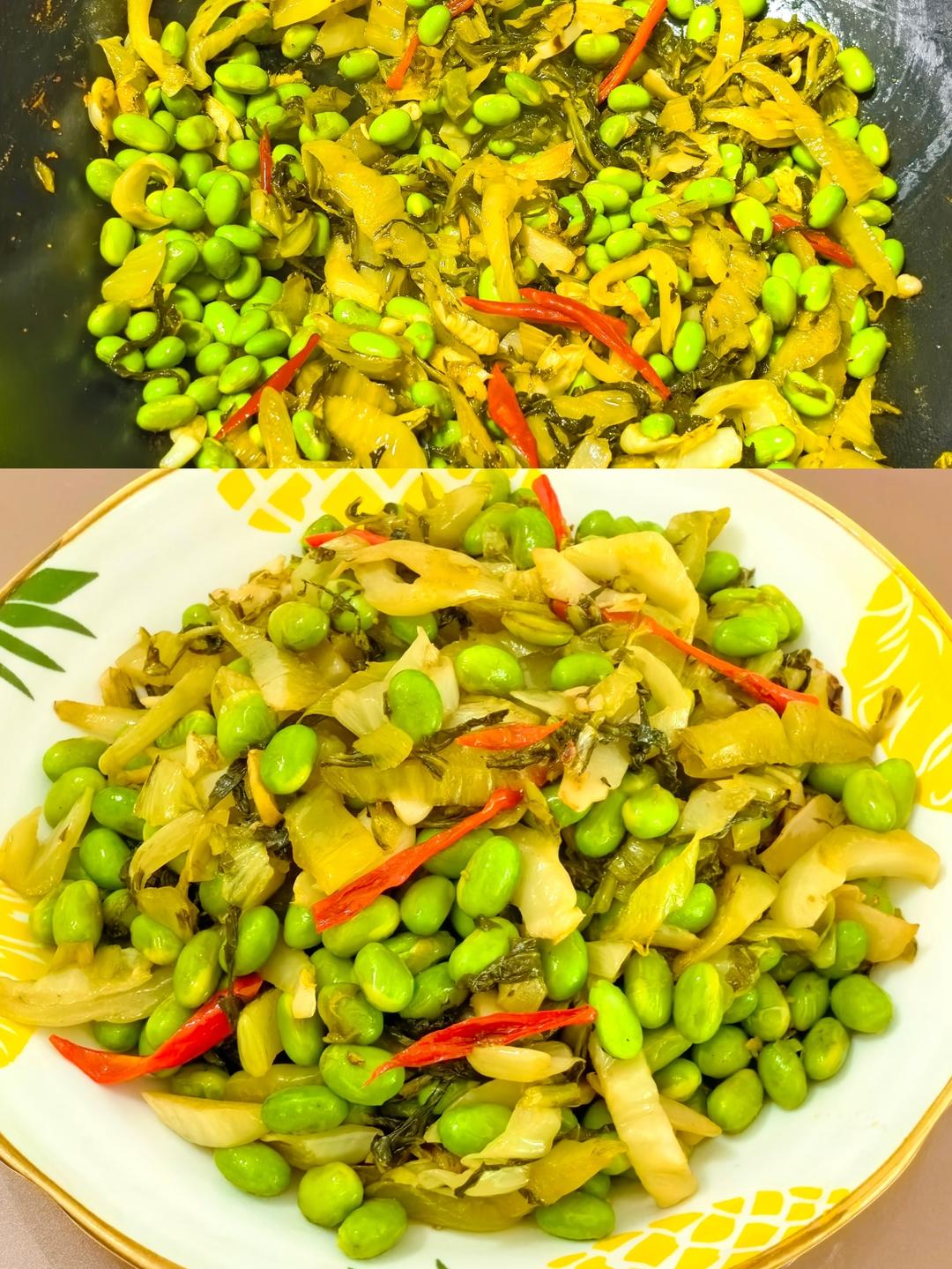 酸菜炒毛豆的做法