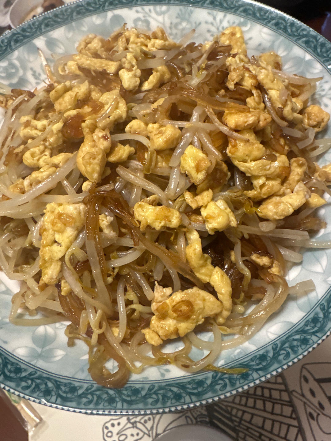 豆芽粉丝炒鸡蛋
