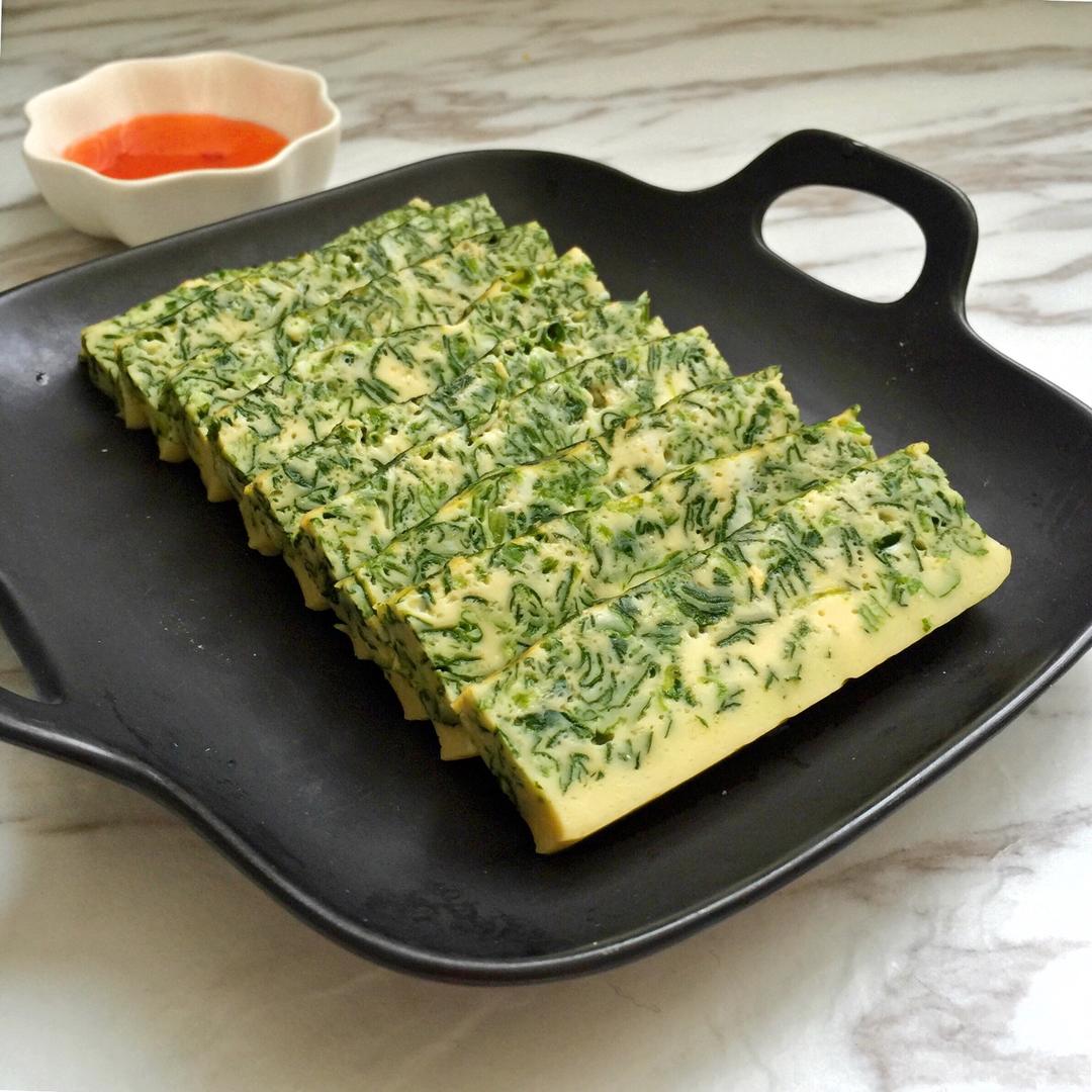 蘸汁菠菜鸡蛋糕——春季养生多吃菠菜