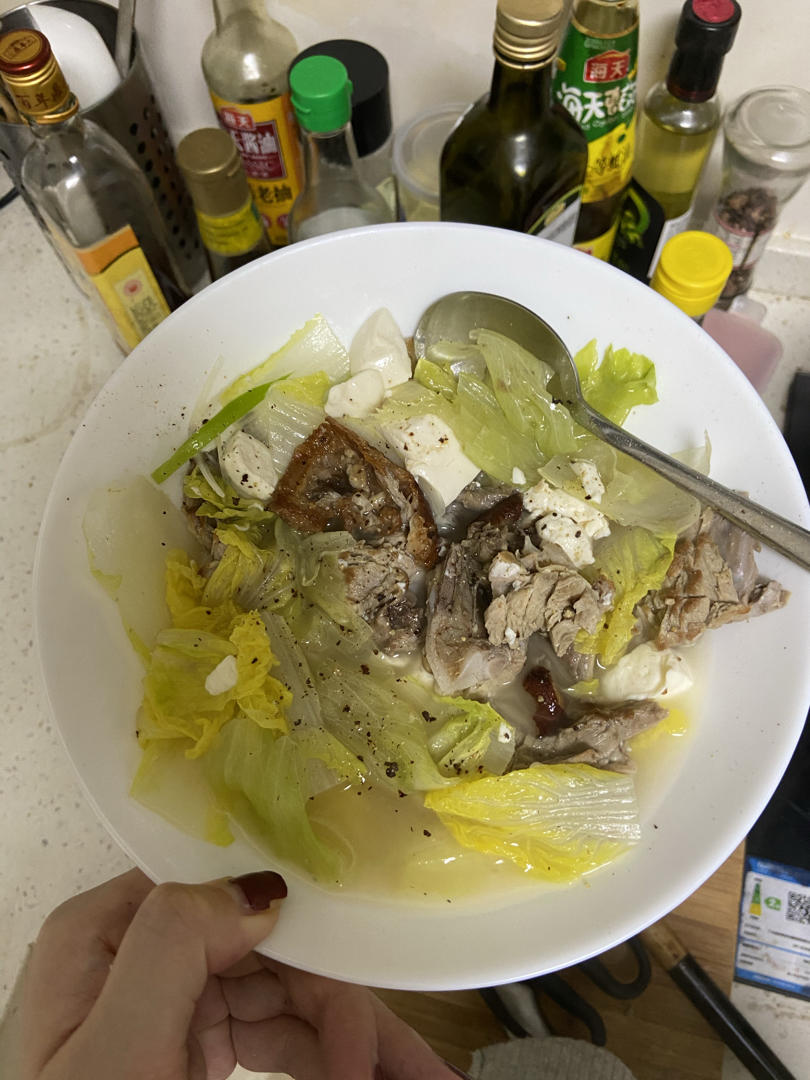 白菜粉丝鸭架汤