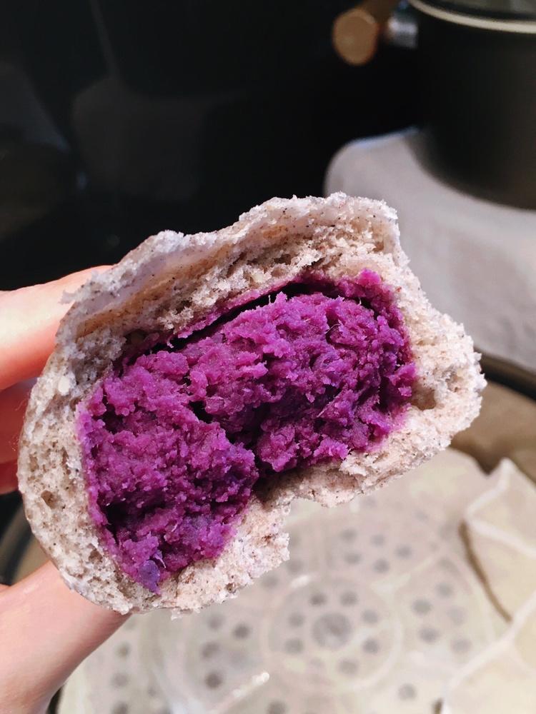 香软芝麻核桃黑麦紫薯包的做法