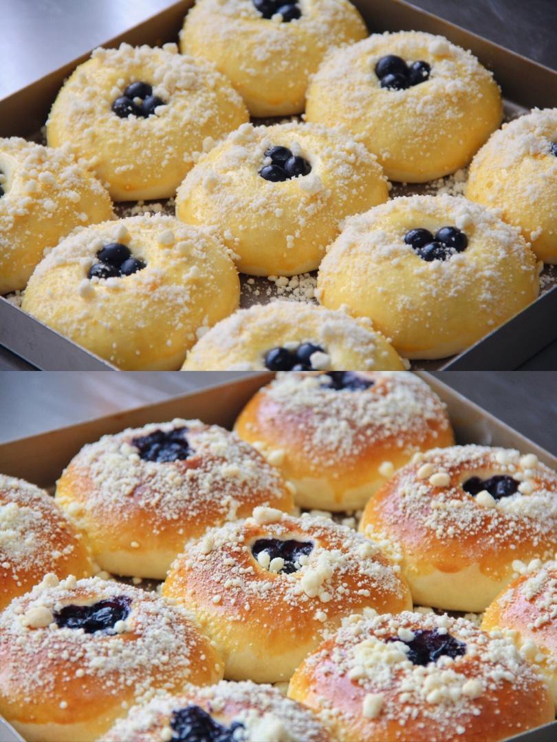 小信天做的蓝莓蓝莓我爱你～蓝莓爆浆面包