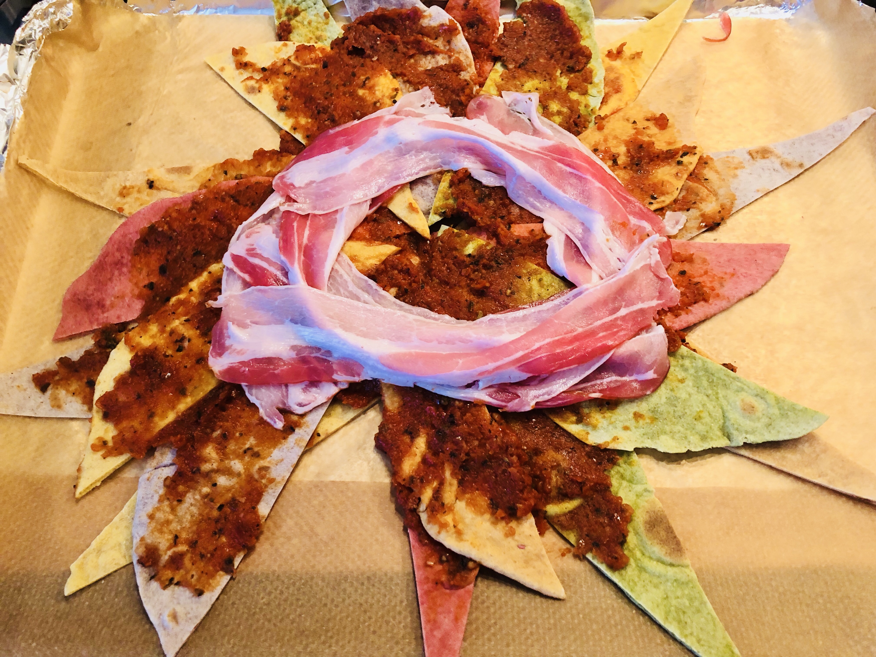 🏵花环卷卷披萨—墨西哥卷饼皮版『玩转Tortilla』的做法 步骤8