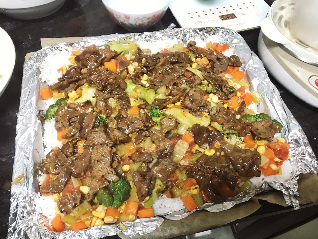 黑椒芝士牛肉焗饭的做法 步骤5