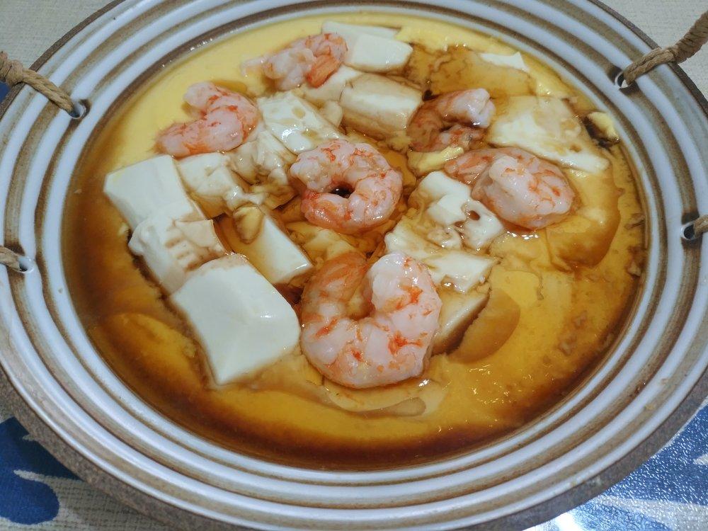 虾仁豆腐蒸水蛋