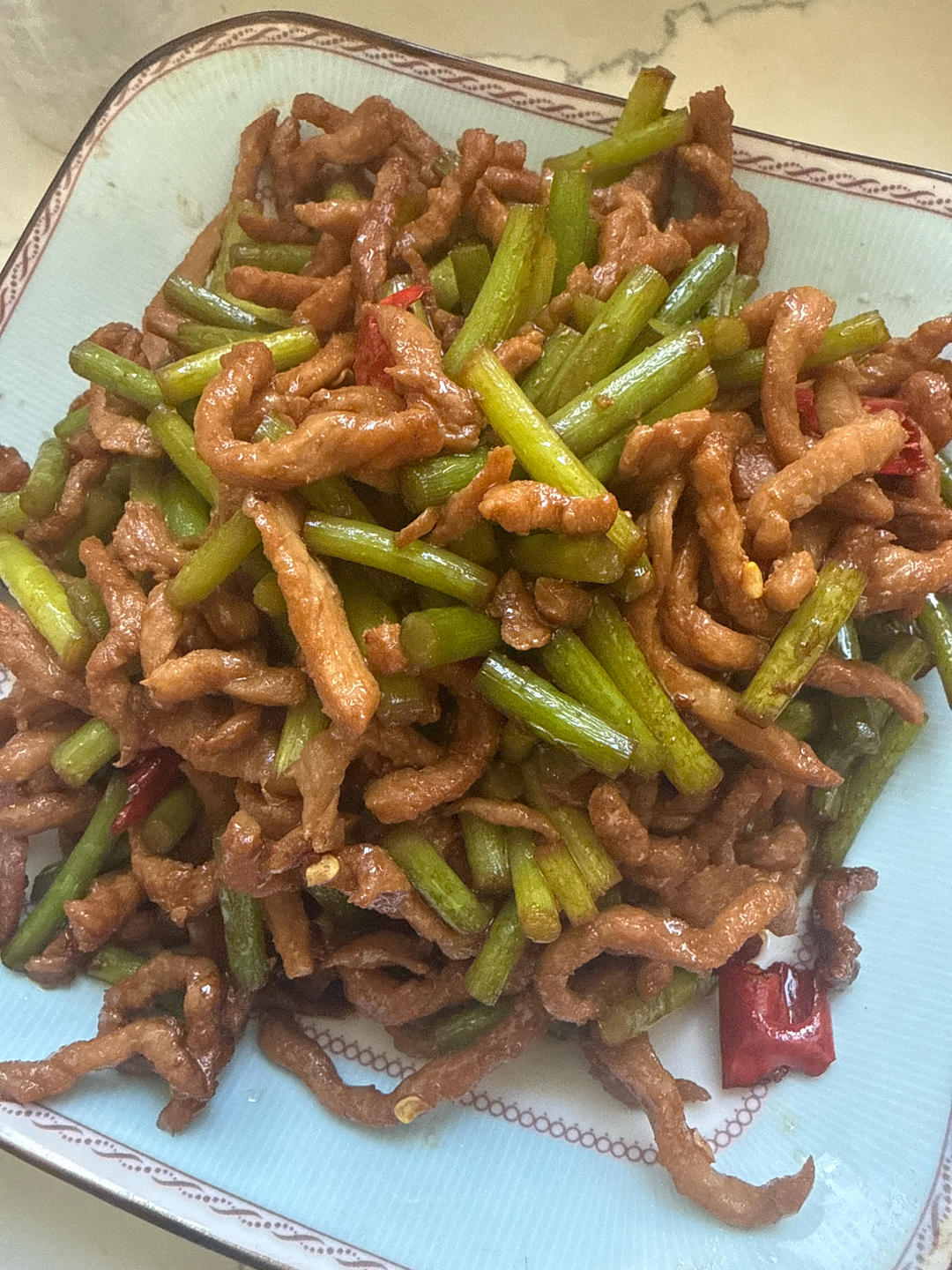 蒜苔炒肉末，三碗米饭都不够吃