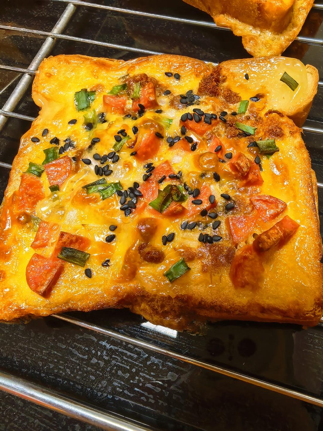 真的好好吃❗️芝士火腿葱香岩烧吐司🍞
