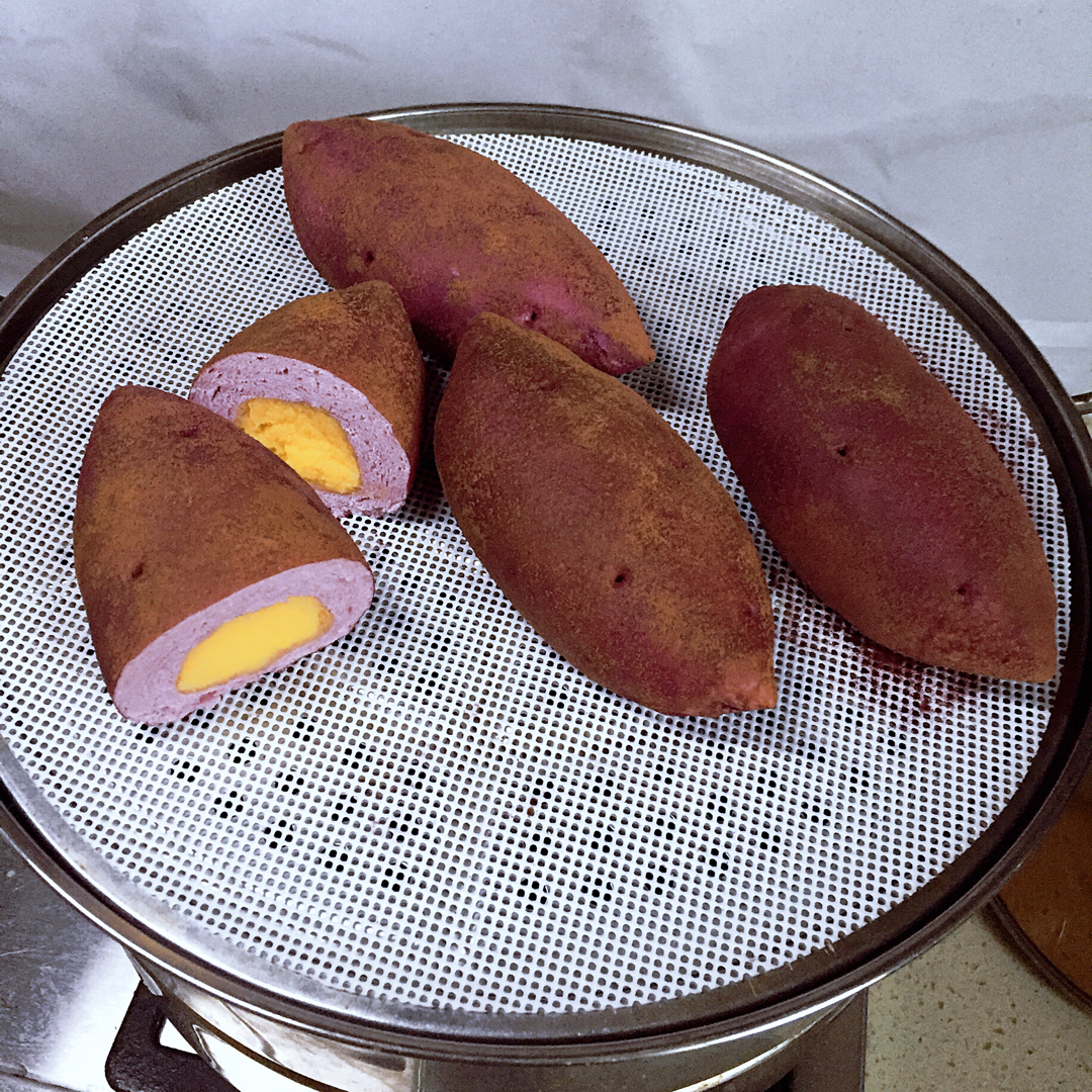 仿真紫薯奶黄包-紫薯馒头甜包子
