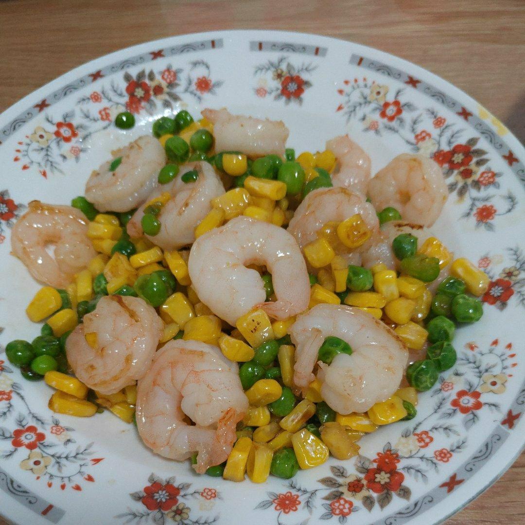 虾仁炒玉米青豆