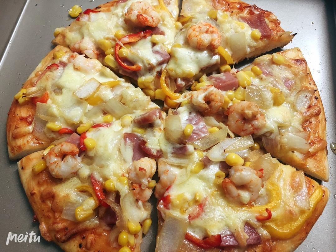 鲜虾🍤培根披萨🍕“内附敲好吃的饼皮做法”