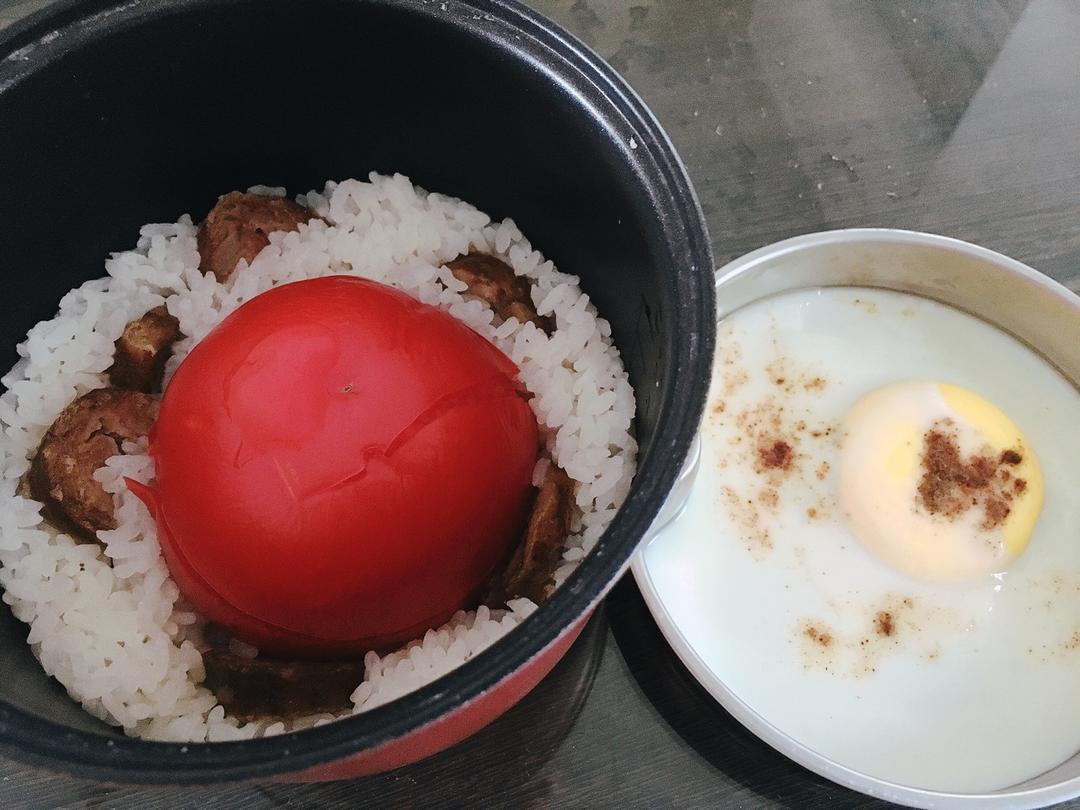 寝室简易电饭锅整个番茄饭（香肠版）