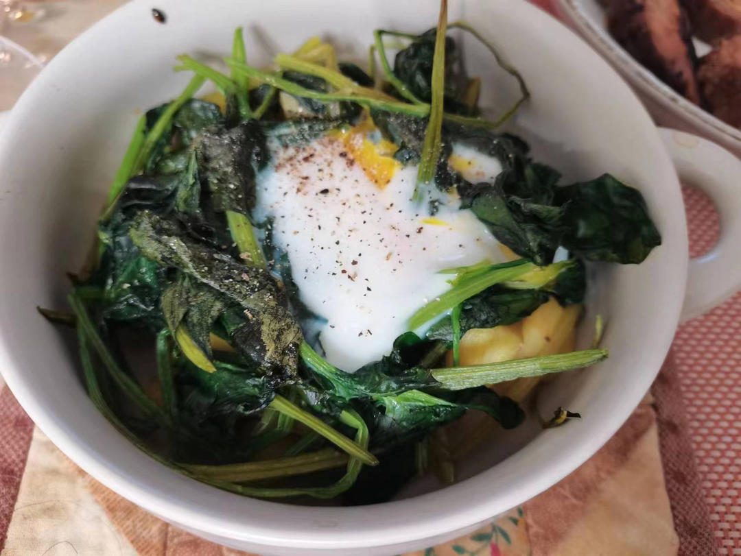 红薯菠菜北非蛋|三种食材搞定的高蛋白低卡早餐