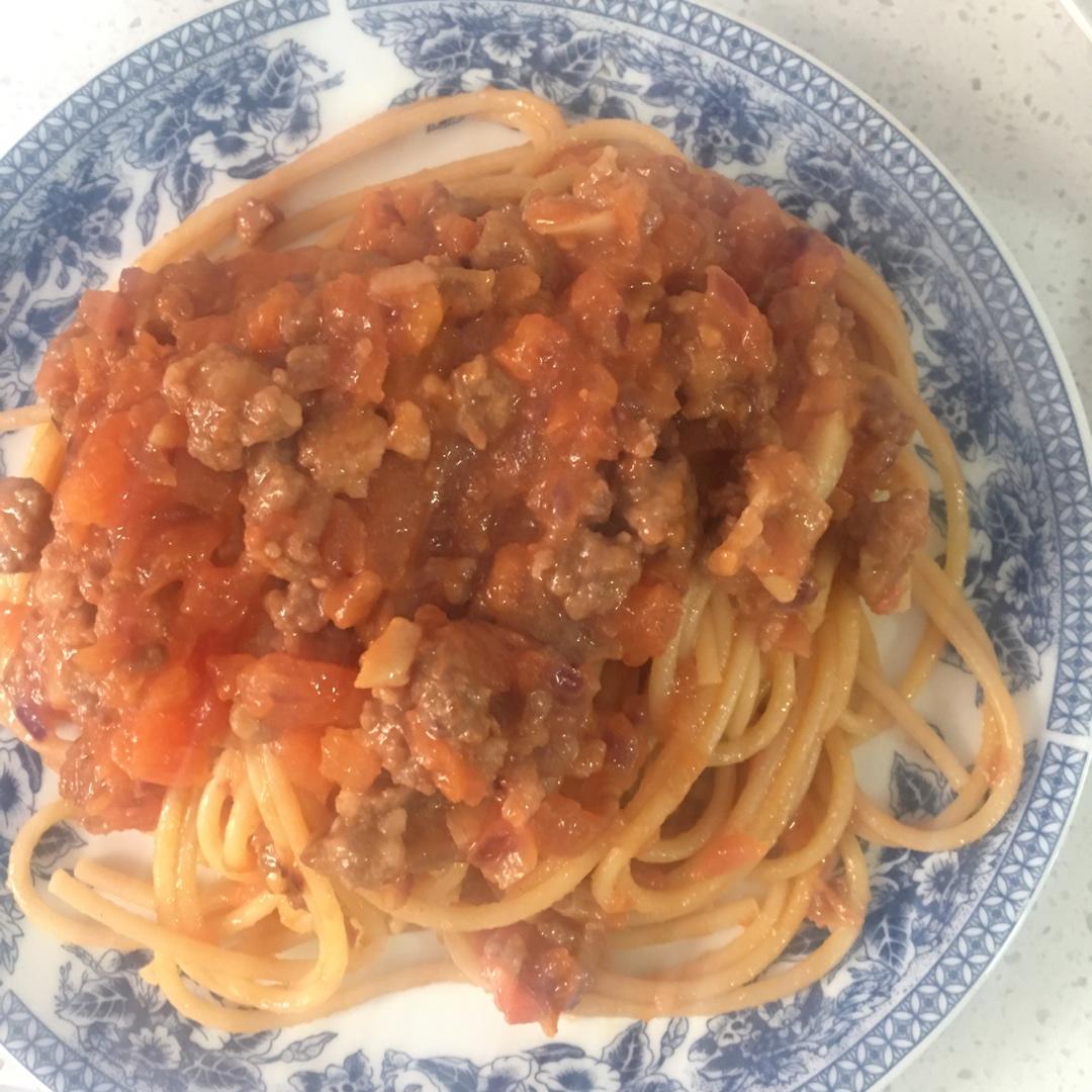 （完胜必胜客的）番茄肉酱意大利面～