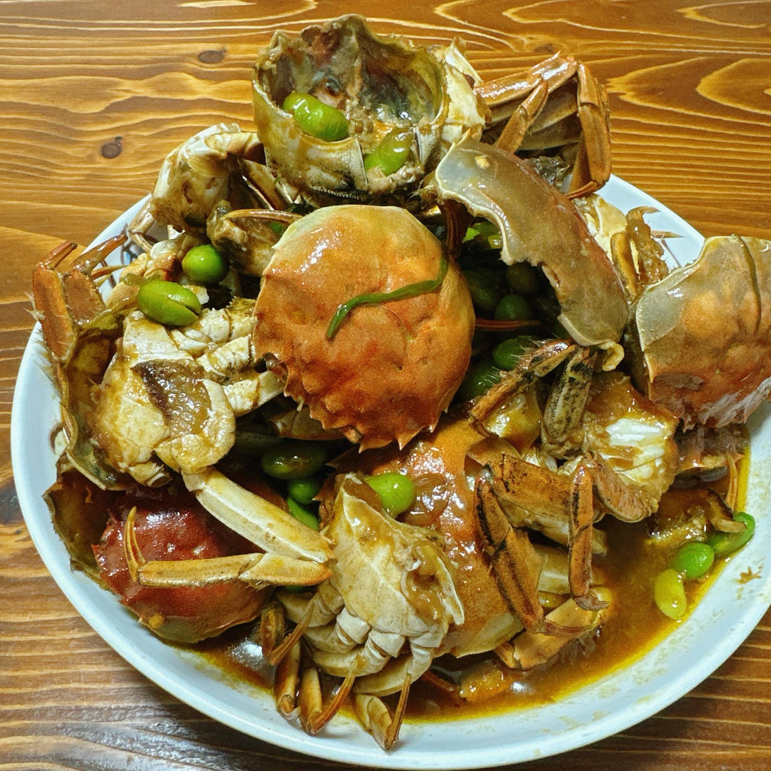 酱炒螃蟹（六月黄）毛豆