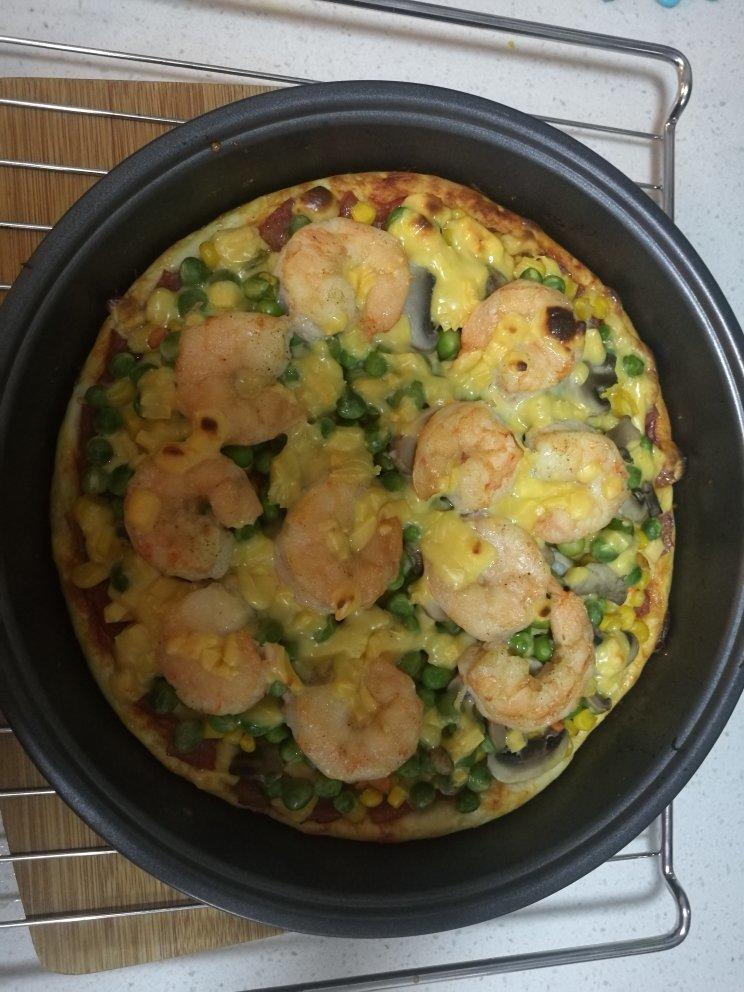 培根鲜虾披萨
