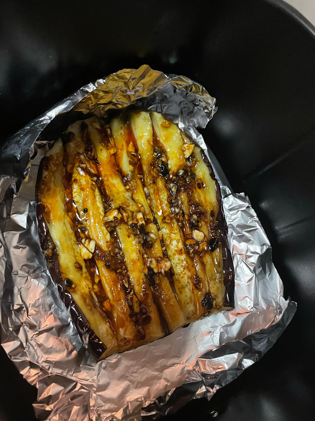 空气炸锅超简单的爆香蒜蓉烤茄子