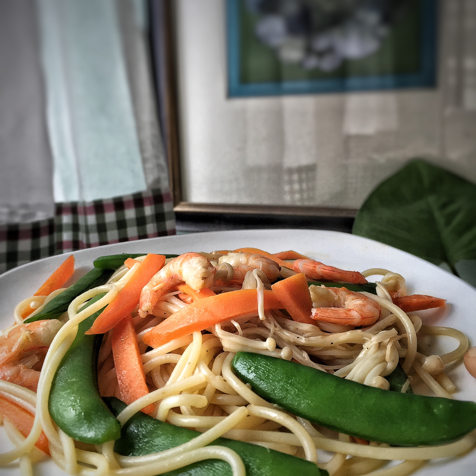 甜豆虾仁炒意面