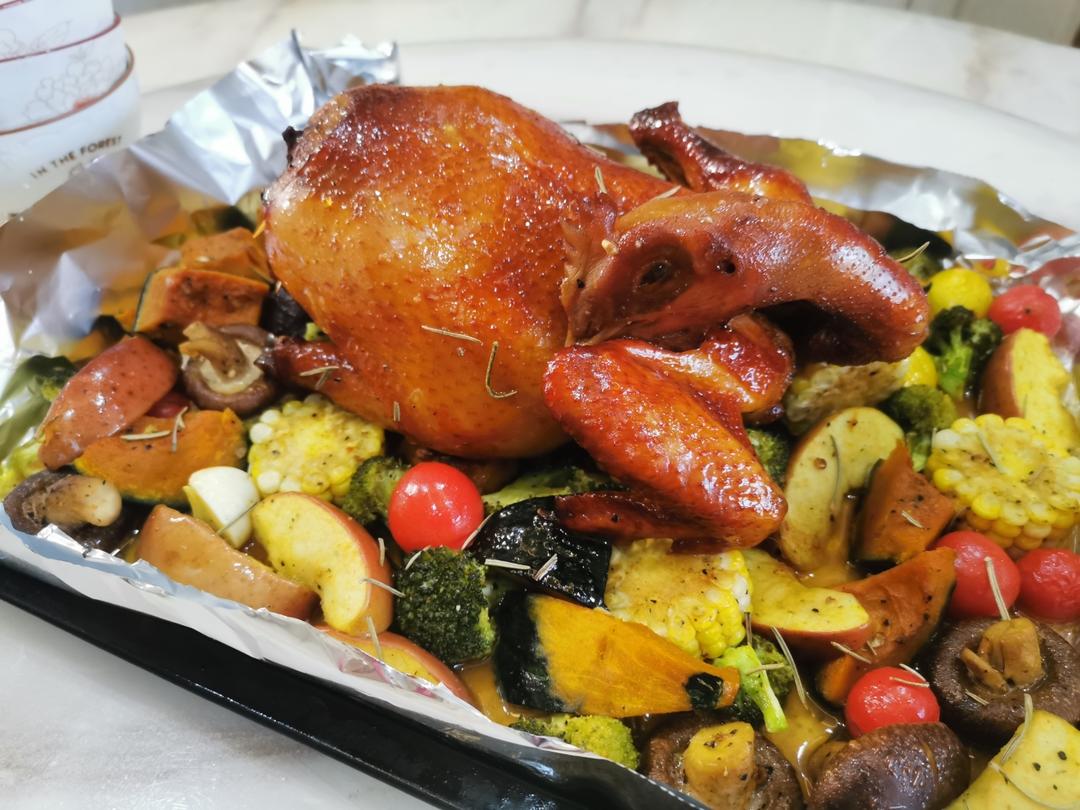 苹果🍎时蔬蜜汁烤鸡！烤全鸡（含烤完体验，一定要试试！！）