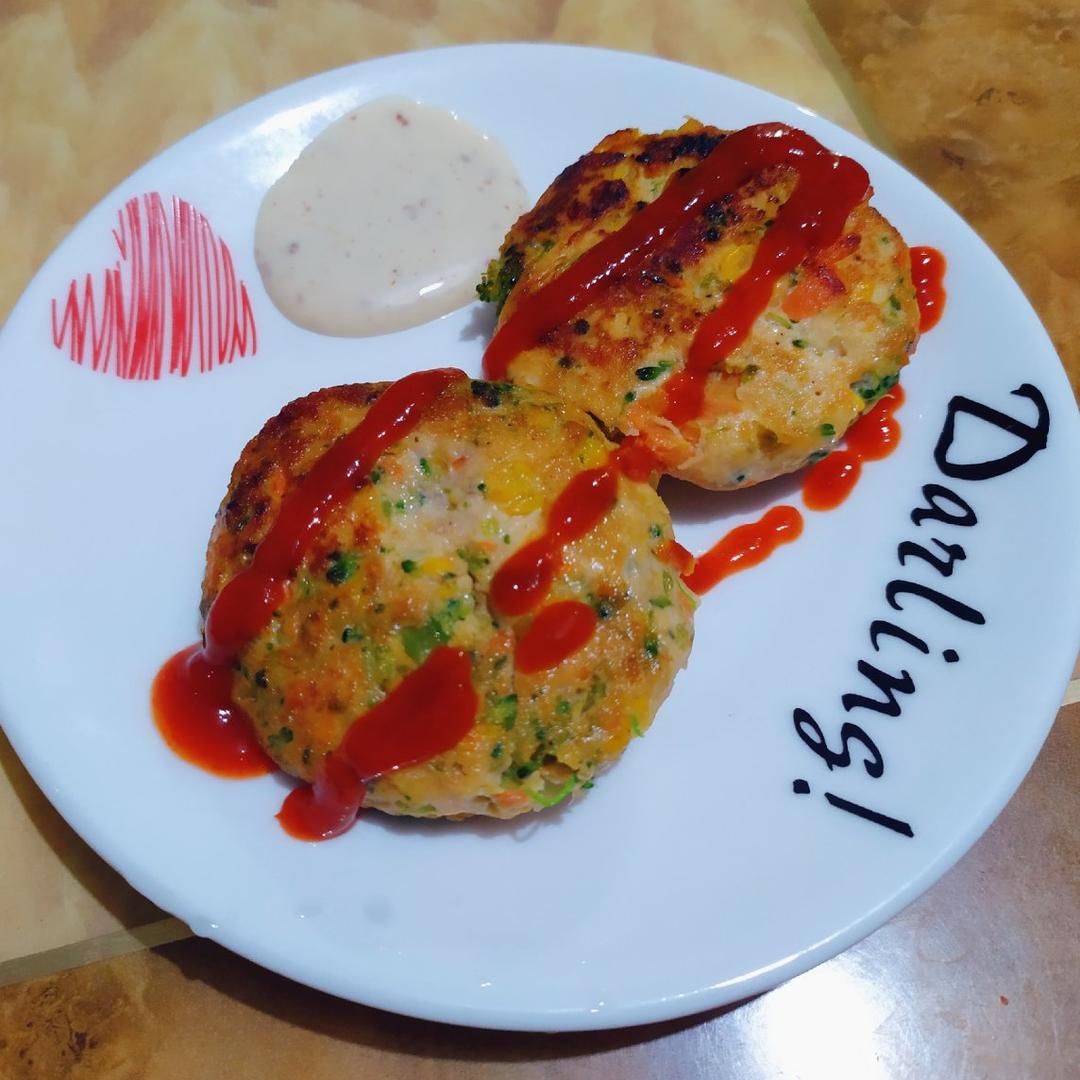 低脂低卡减脂餐❗鲜香味美的时蔬鸡肉饼～