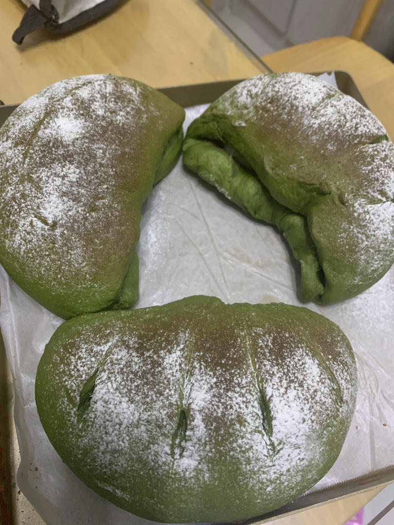 抹茶麻薯红豆软欧包