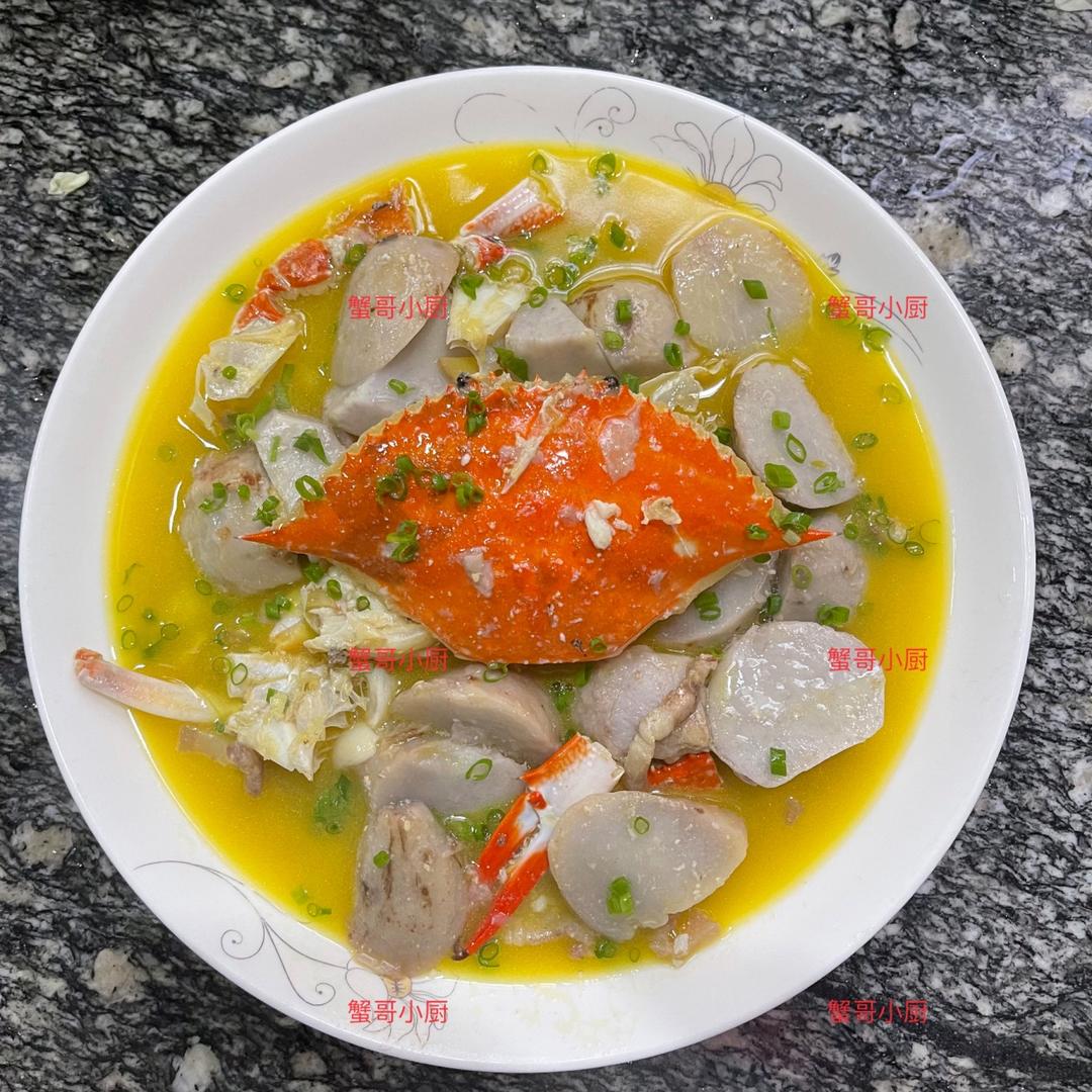 ㊙️梭子蟹白蟹新做法，汤鲜味美，金汤芋艿煮白蟹的做法
