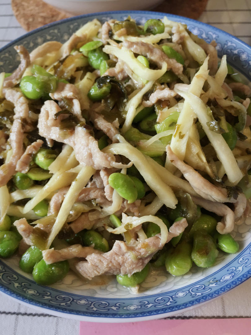 茭白毛豆咸菜肉片