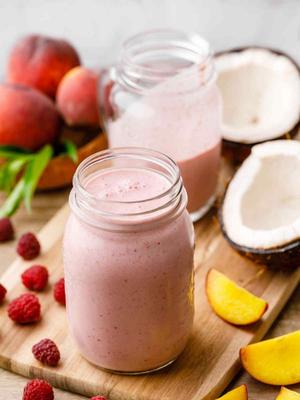 早餐健康饮品系列—树莓黄桃燕麦奶酪奶昔的做法 步骤3