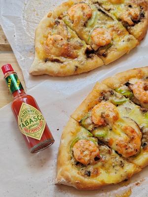 自制披萨🍕超松软蒜香奶油虾船形披萨的做法 步骤8
