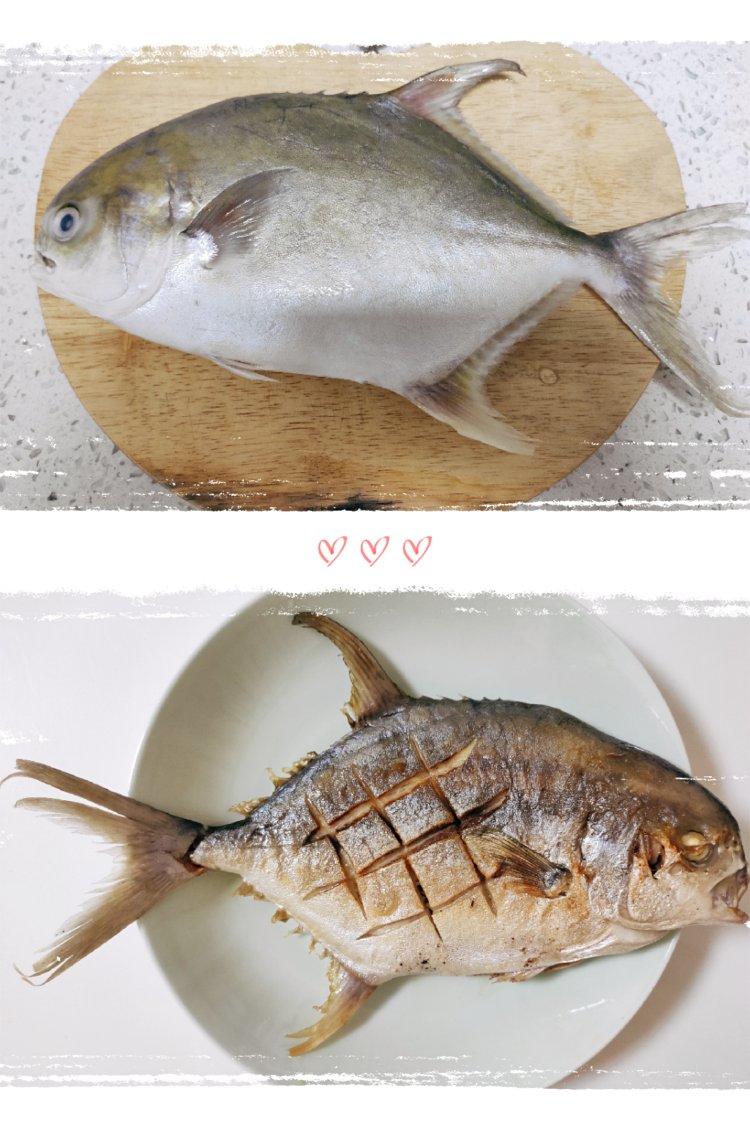 香煎鲳鱼（附煎鱼不破皮的秘决）