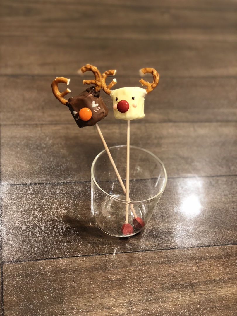 驯鹿巧克力棉花棒棒糖（圣诞简单快手小糖果~）