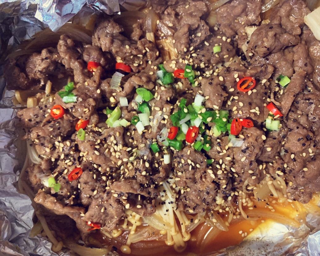 锡纸金针菇牛肉的做法
