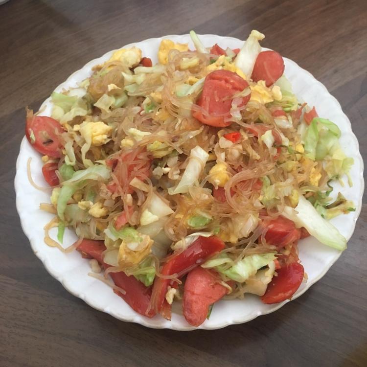 包菜粉丝炒鸡蛋