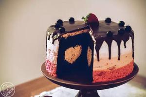 爱心蛋糕：Part3. 渐变裱花+巧克力甘纳许制作方法的做法 步骤7