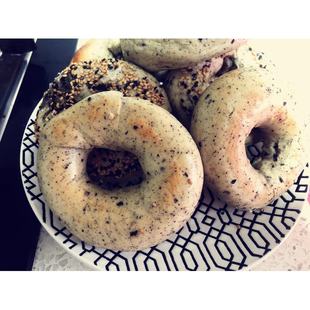 【低糖养生】【快手早餐】黑芝麻贝果Bagel