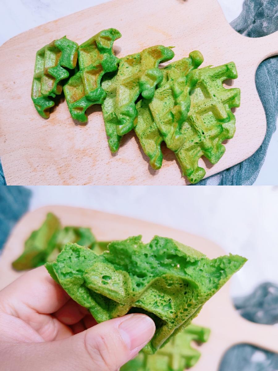 8个月以上辅食-菠菜香蕉华夫饼的做法