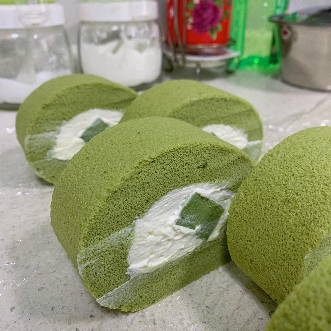 完美抹茶蜜豆蛋糕卷