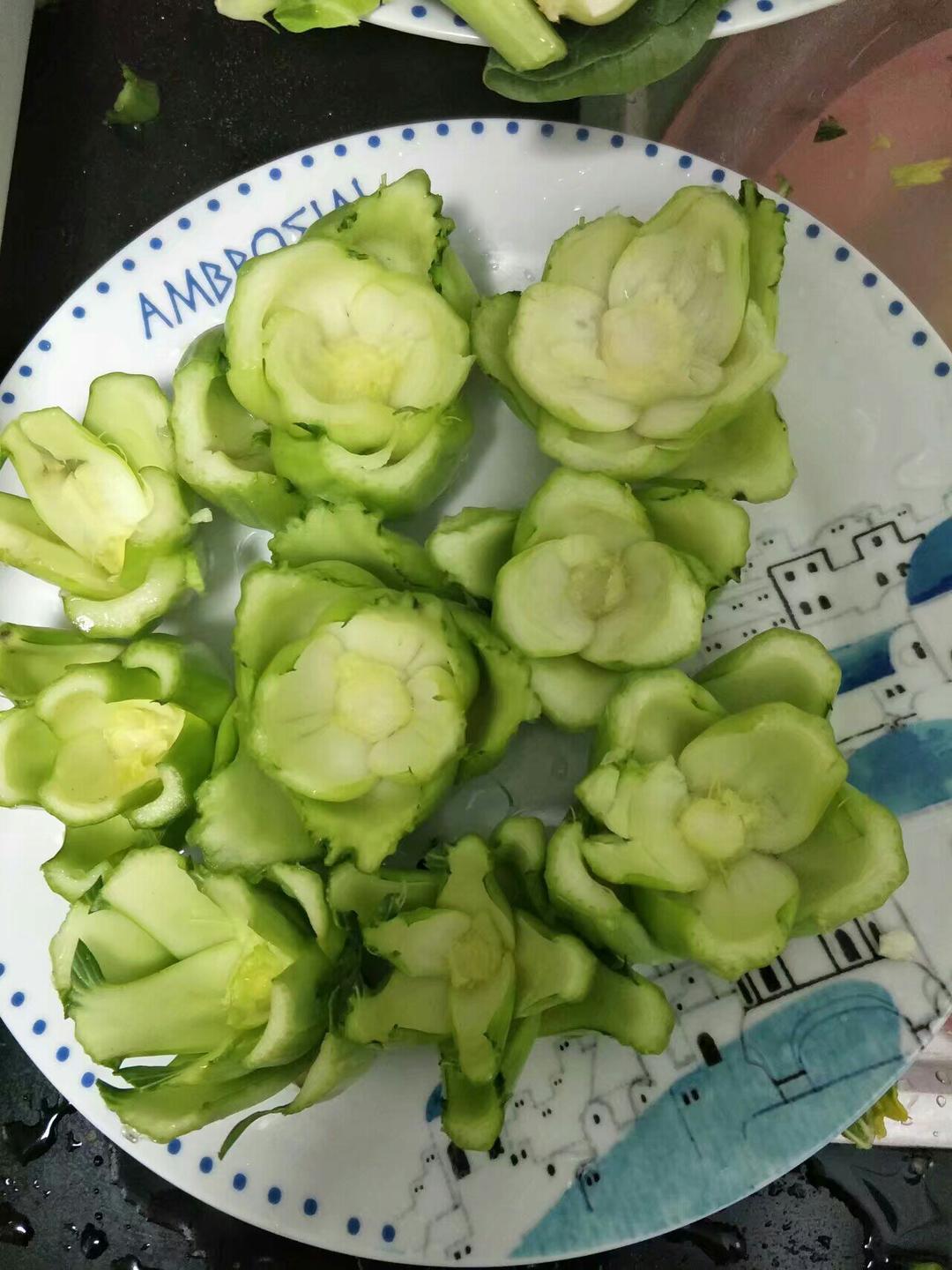 上海青玫瑰花(创意小盘饰の七)