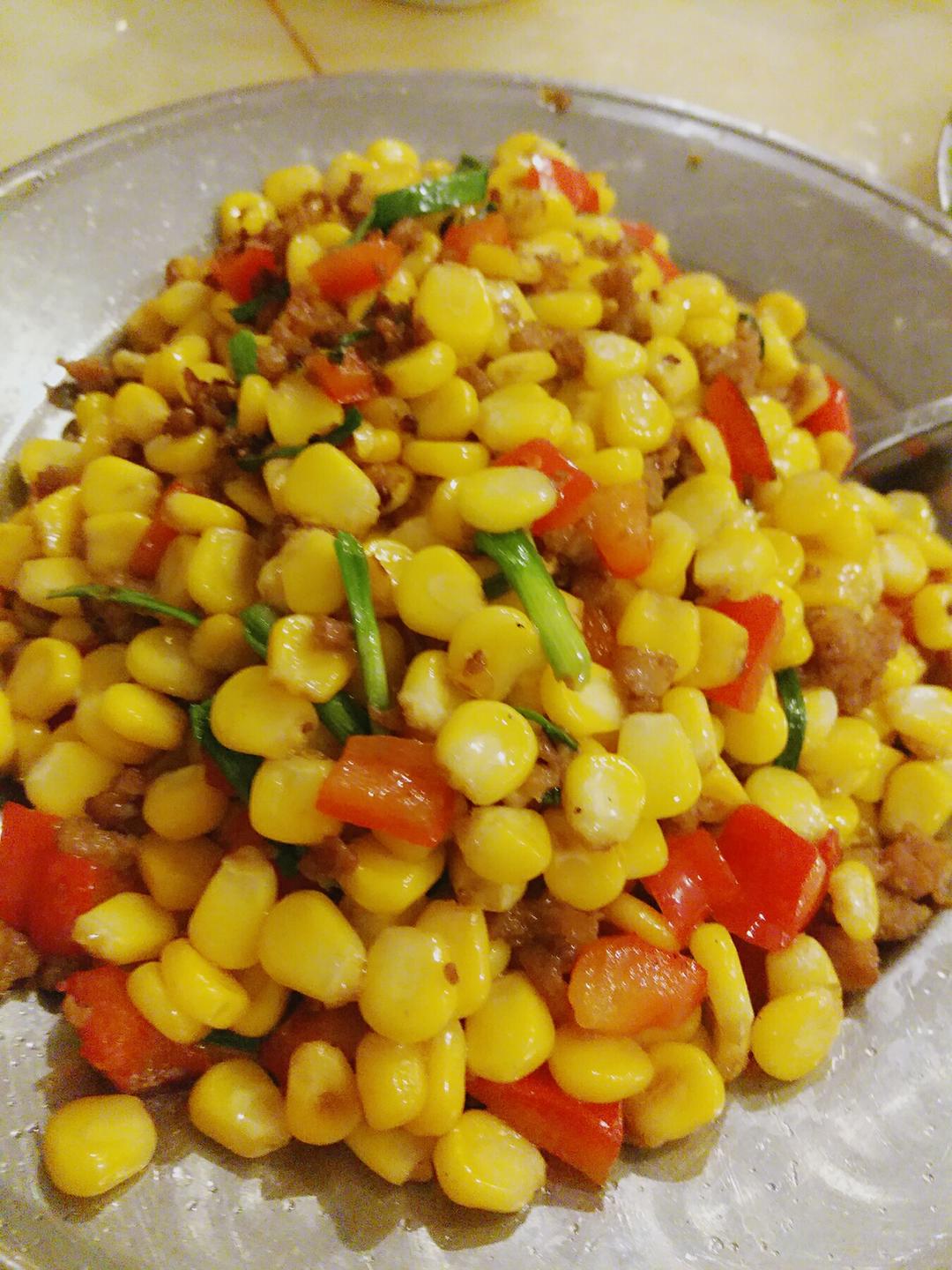 【肉沫炒玉米的做法步骤图,肉沫炒玉米怎么做好吃】秦家小七_下厨房