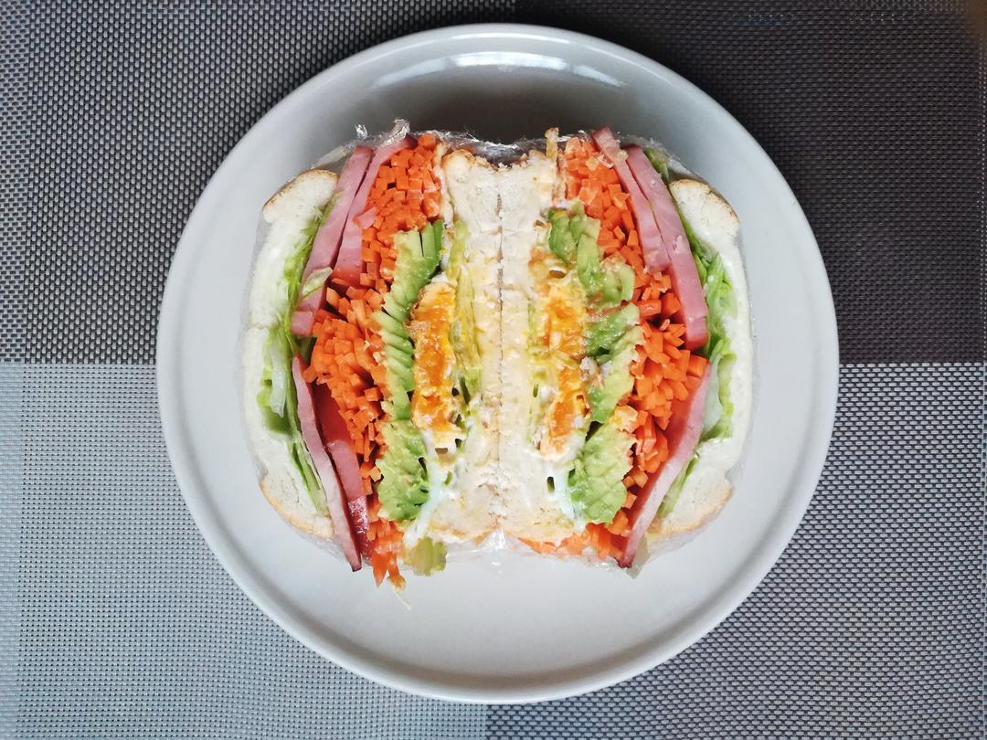 如何做超厚的沼三明治~详细tip！牛油果鸡蛋午餐肉三明治~