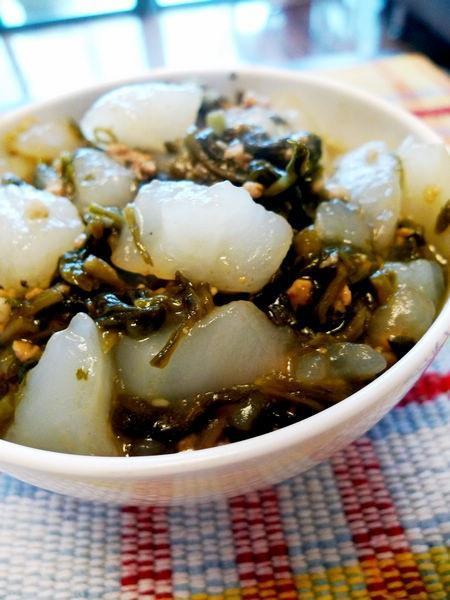 麻腐炒咸菜肉末