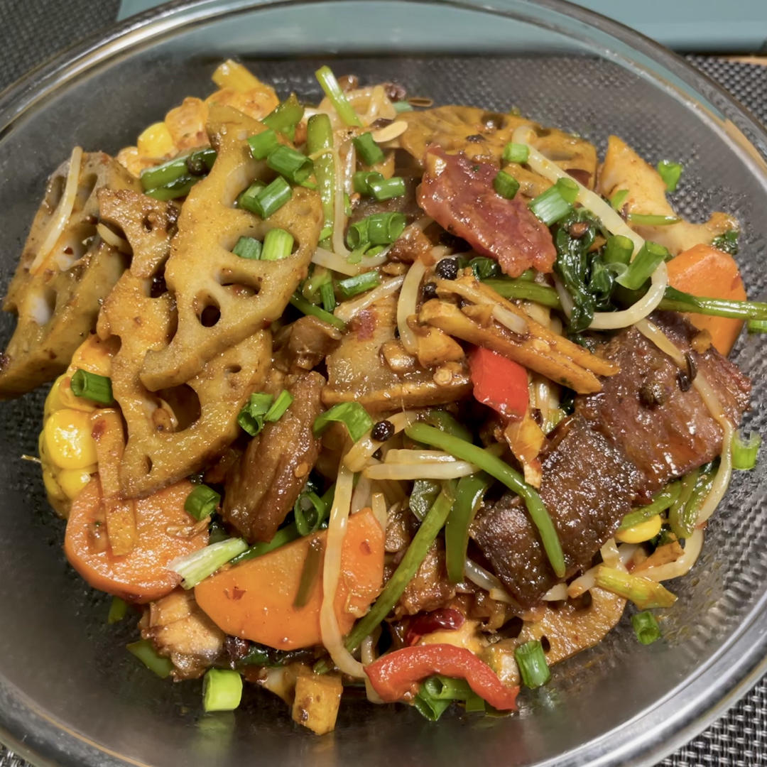 麻辣香锅晚餐记录95半包香锅底料二人食正好五花肉全场最佳#晚餐