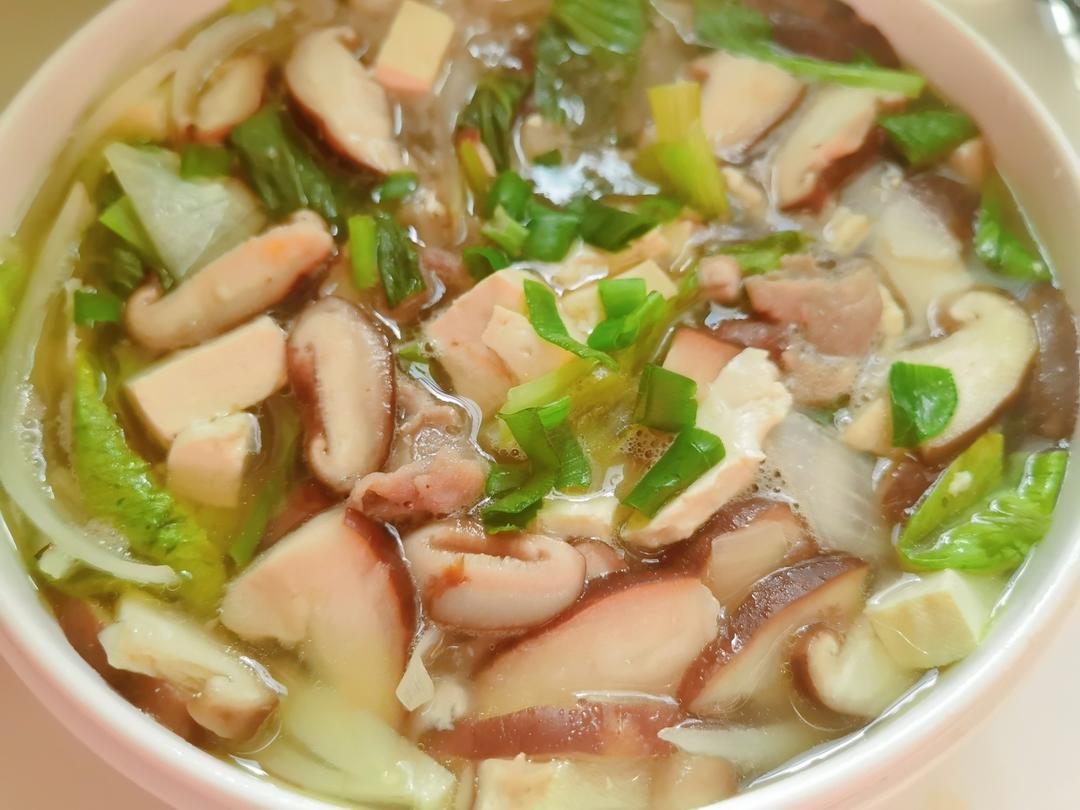 香菇油菜肉丝汤