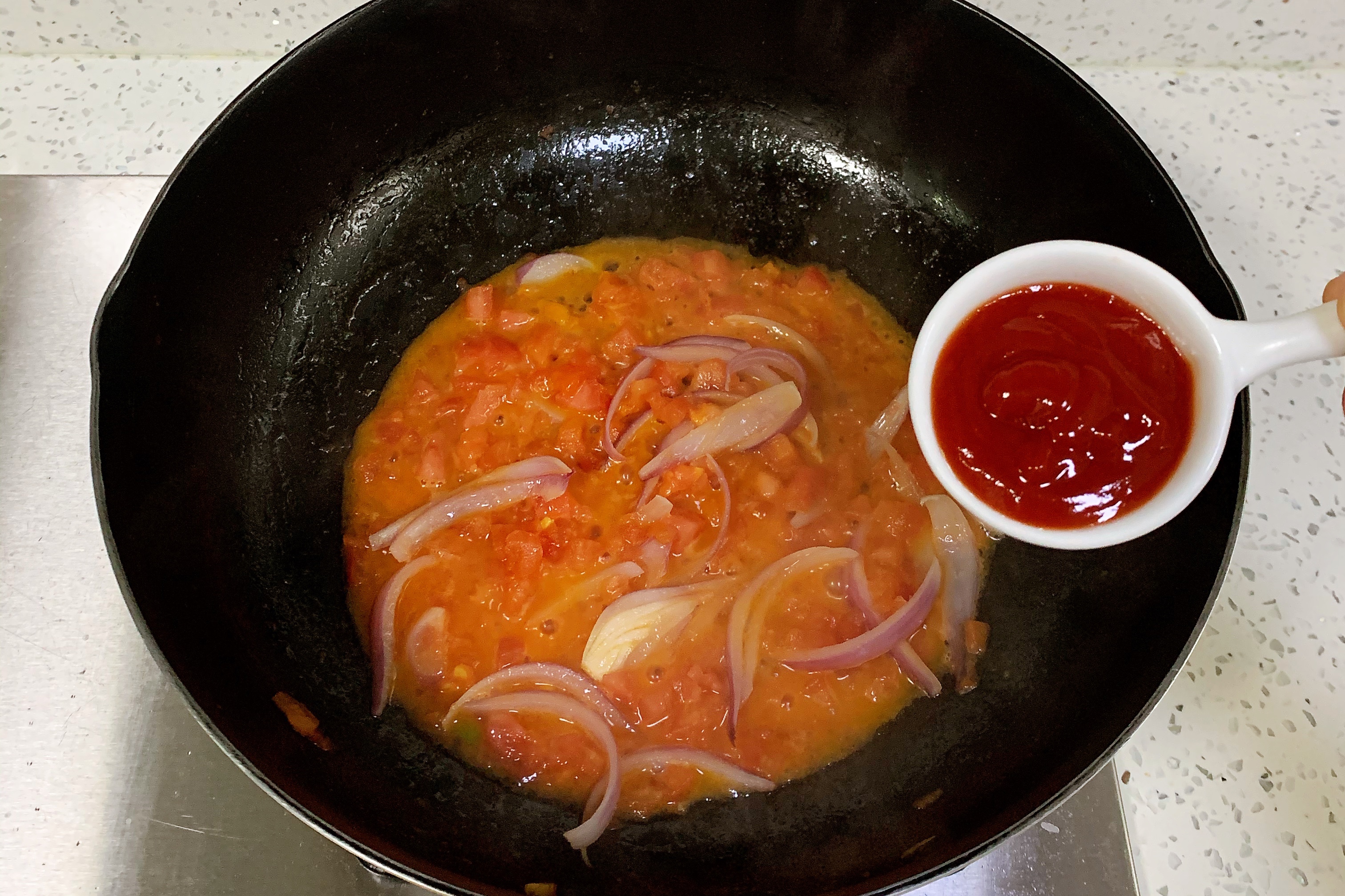 低脂低卡，好吃到舔盘的番茄虾仁意面的做法 步骤9