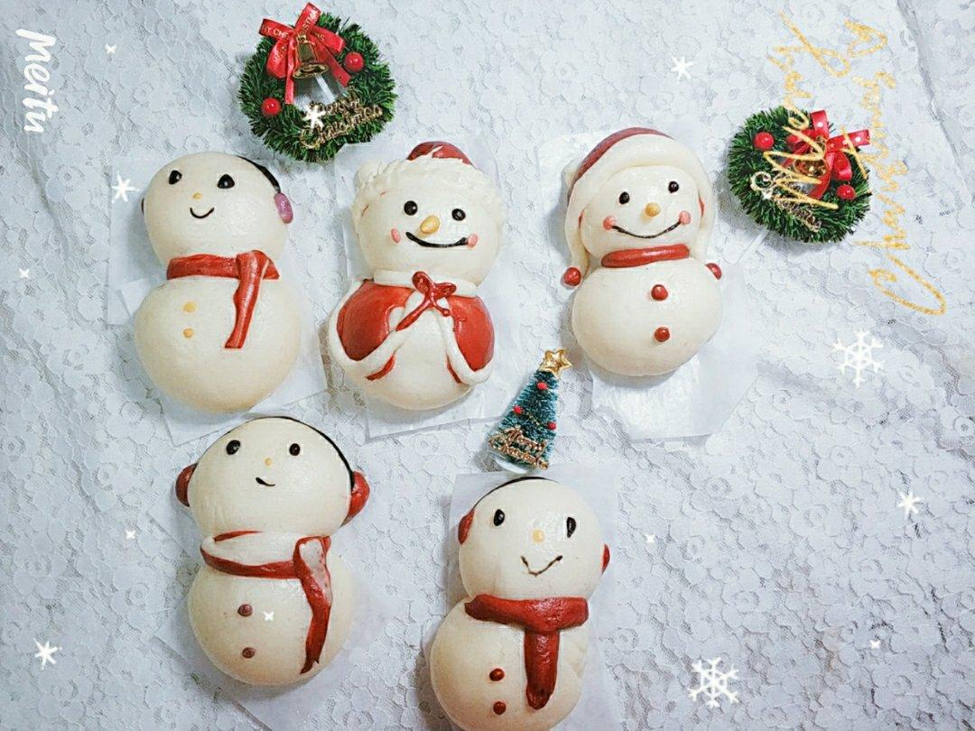 圣诞雪人卡通馒头系列（三）~带红斗篷的雪人