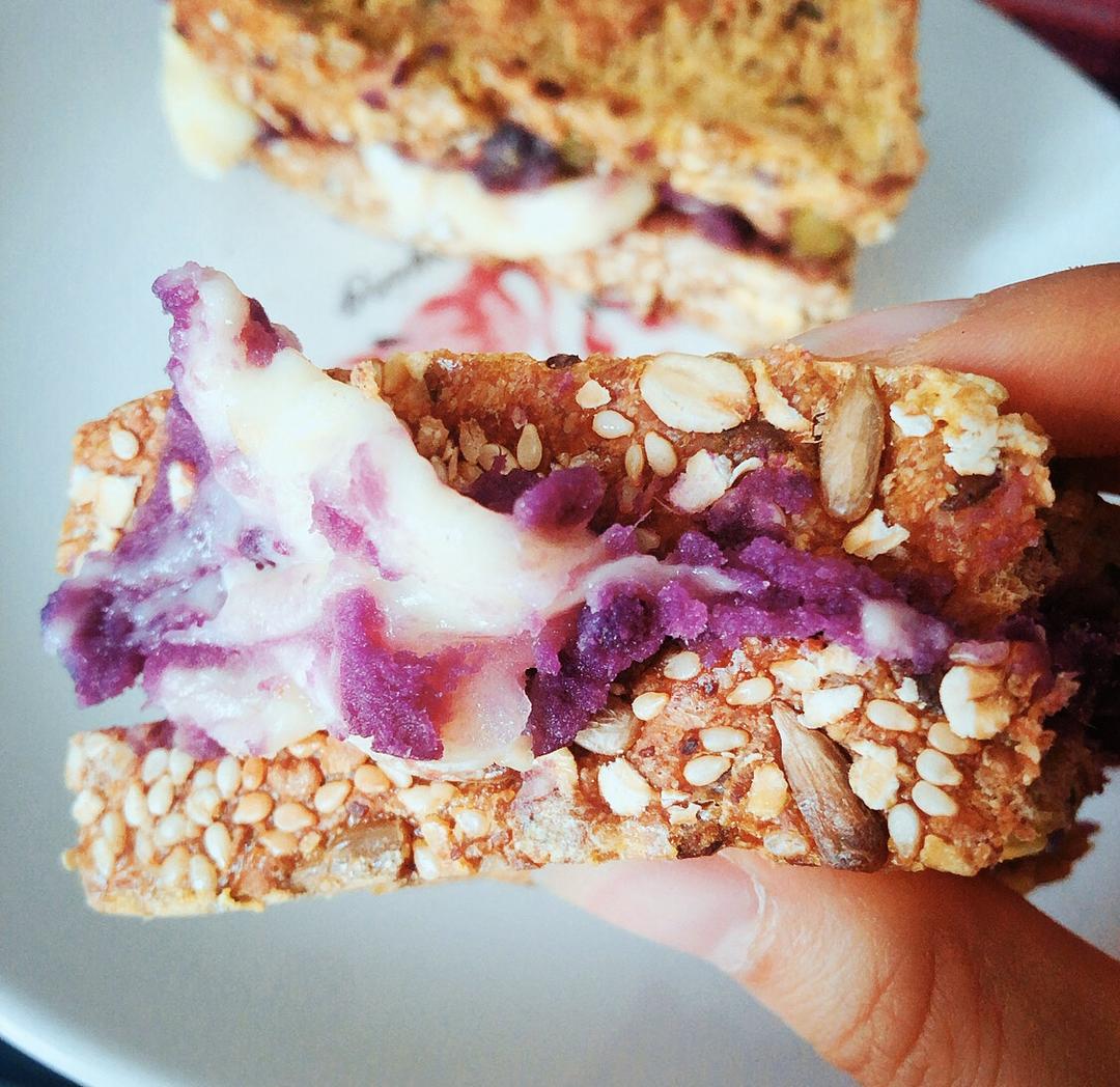 无油全麦紫薯西多士（快手健康早餐）