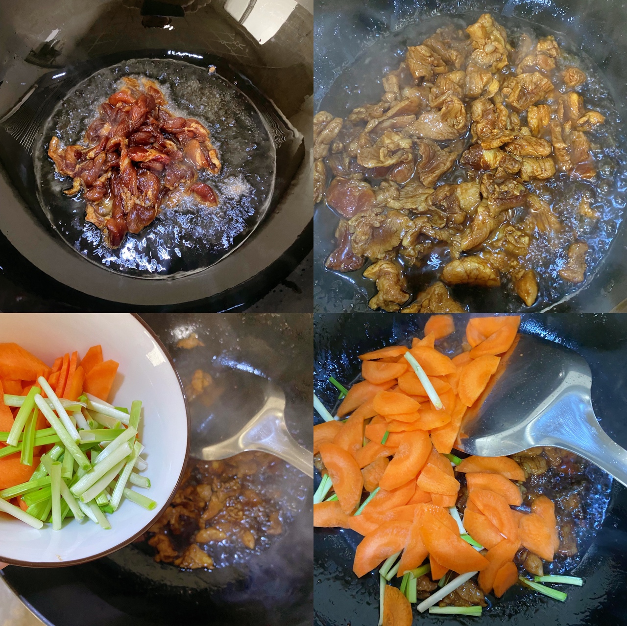 平菇炒肉片，不放盐别焯水的做法 步骤3