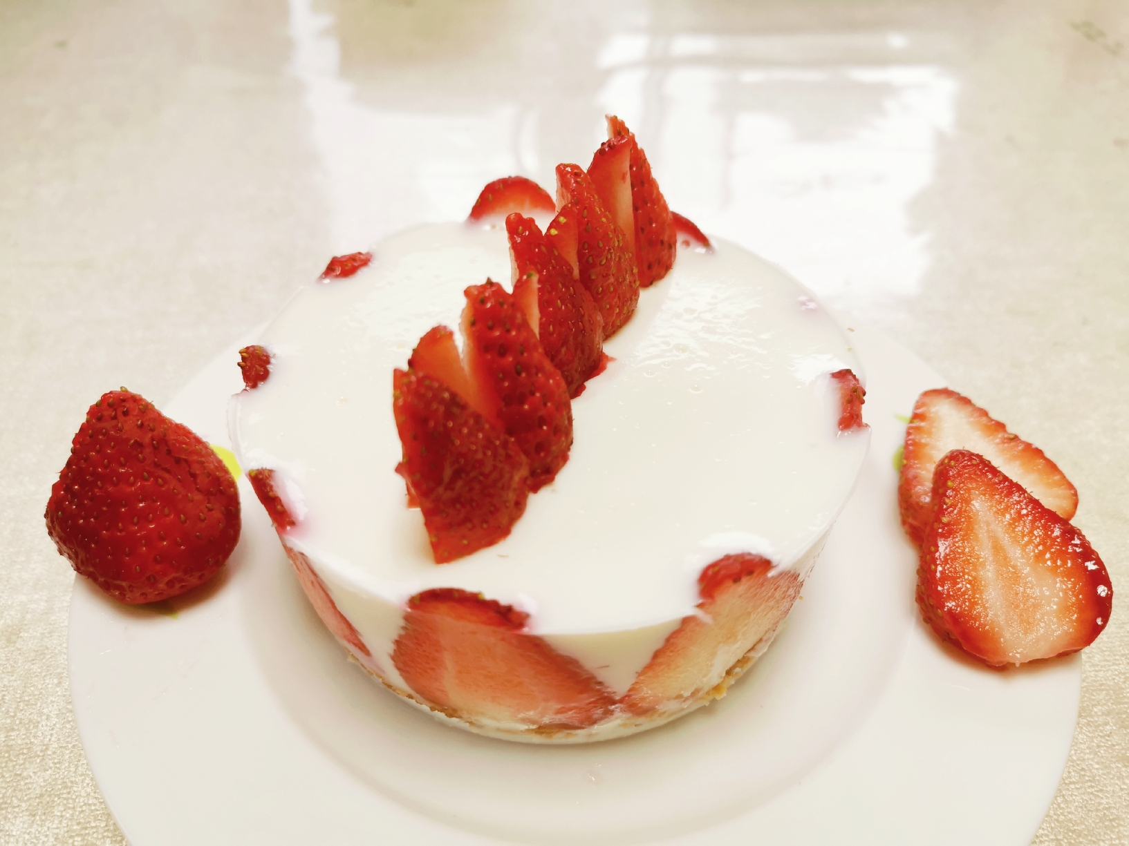 草莓布丁蛋糕（无烤箱无奶油无打发）的做法 步骤6
