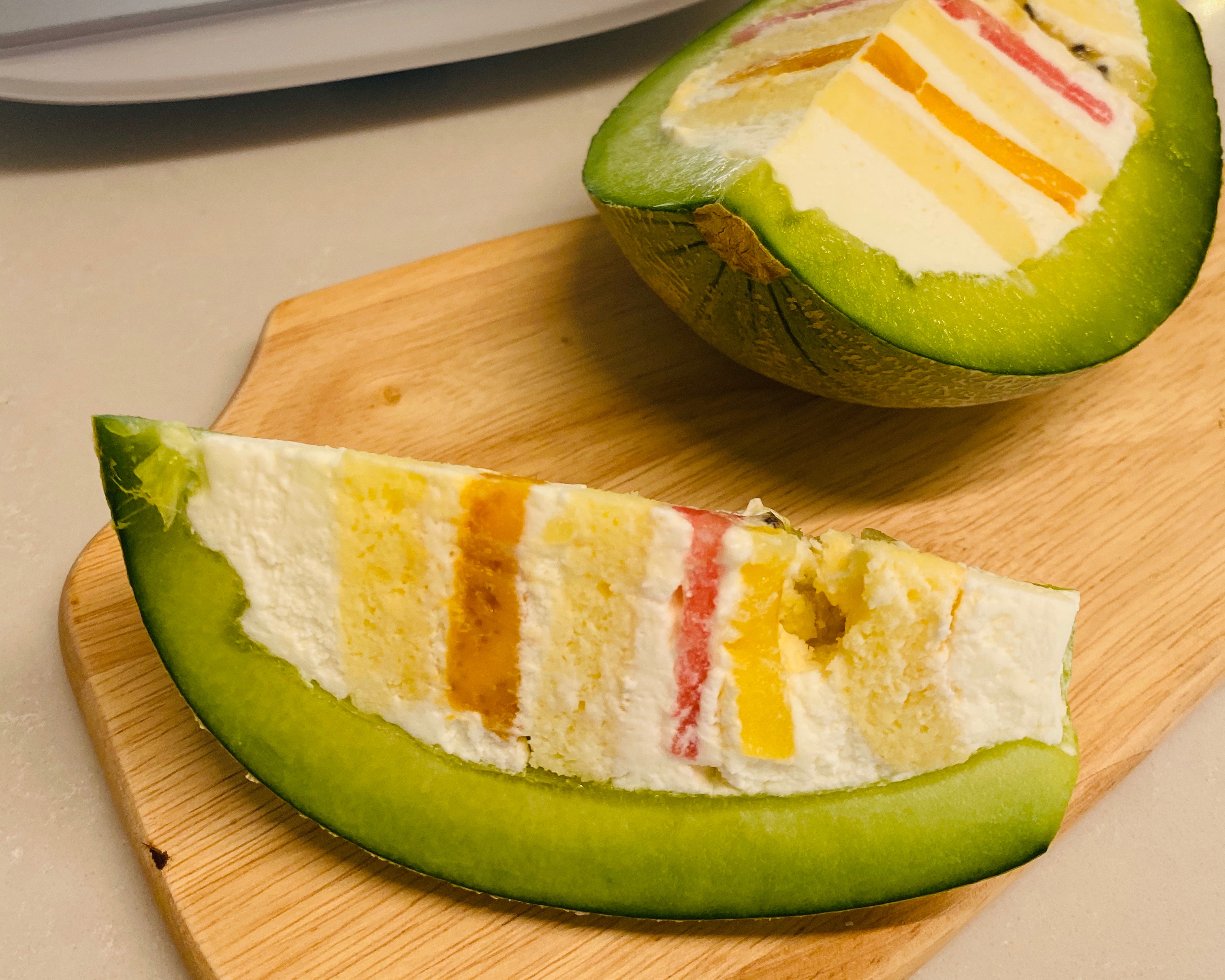 健康的哈密瓜蛋糕（因为很多水果）的做法