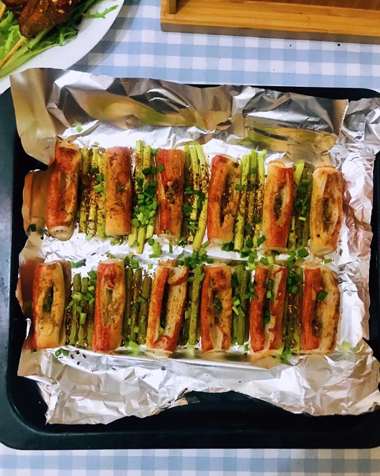 蟹柳烤蒜苔